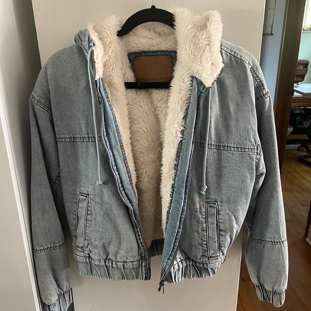 American eagle denim hooded jacket